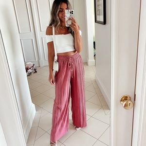 Elegant Pink Wide Leg Pants